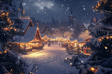 A Christmas Village Illuminated With, a Photo by Iftikhar Alam