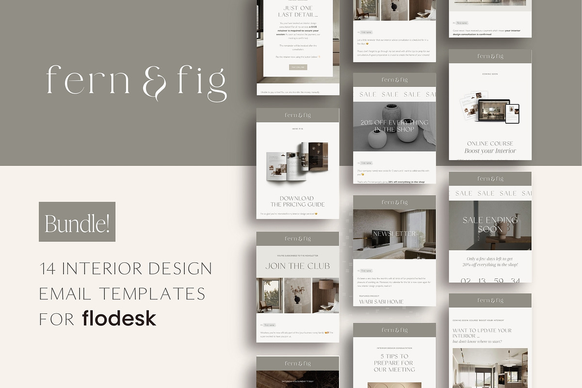 Earthy Flodesk Email Templates for Interior Designers