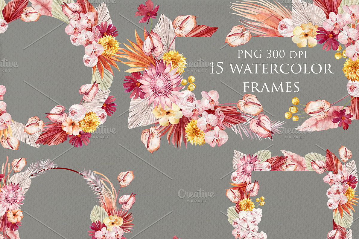 Autumn tropics floral set, a Decorative Illustration by Antikva17 (Photo 4 of 7)