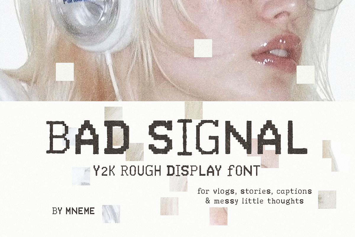 Bad Signal: Y2K Rough Display Font, a Sans Serif Font by Mneme (Photo 1 of 9)