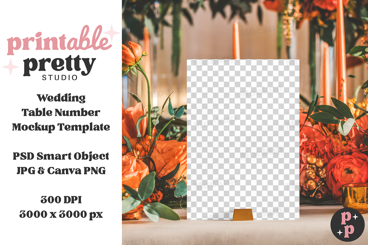 Bold Floral Table Number Mockup, a Product Mockup by Printable Pretty Studio (Photo 2 of 10)