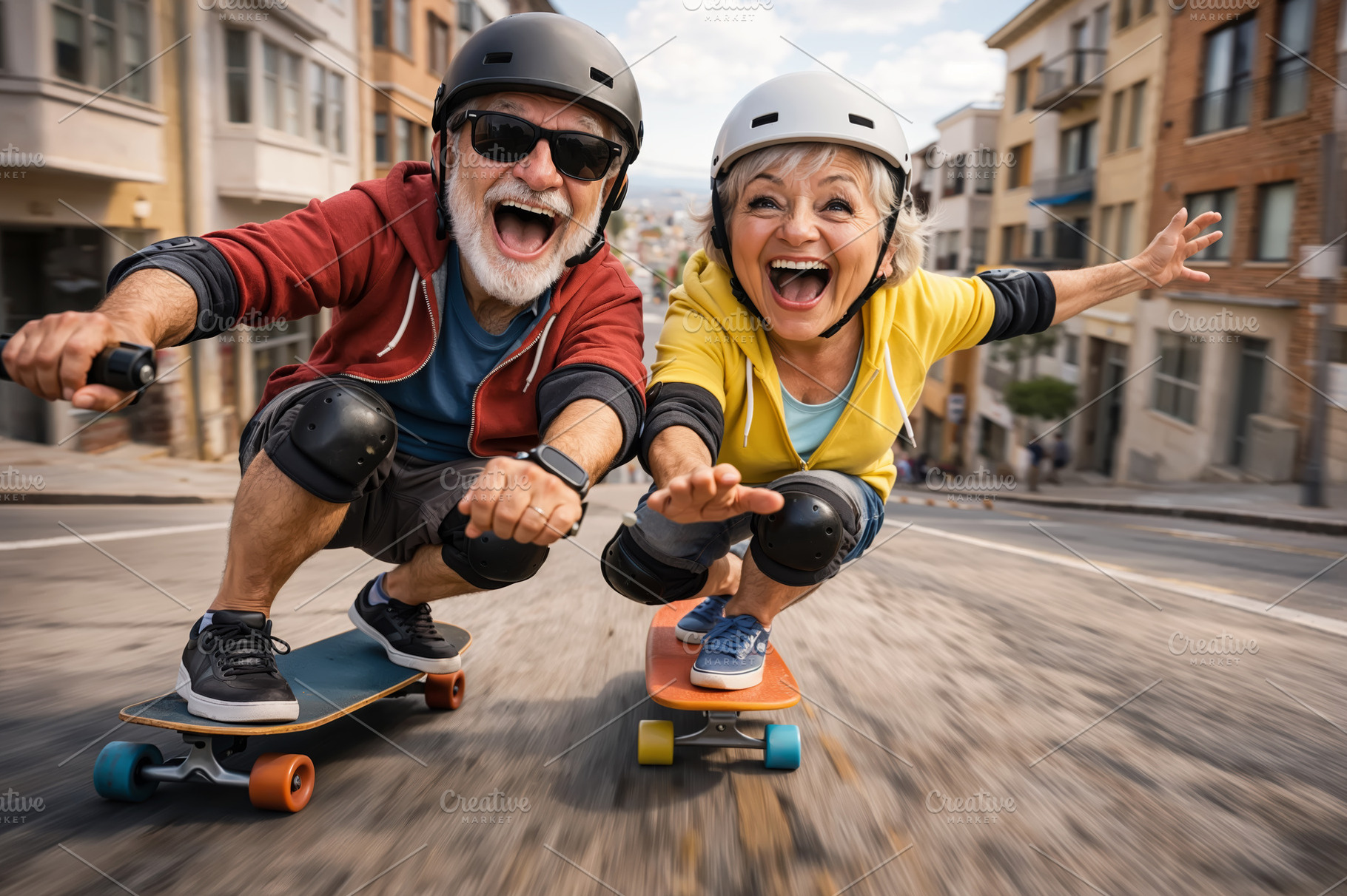 Cartoon of cheerful elderly couple s, a Person Photo by angellodeco