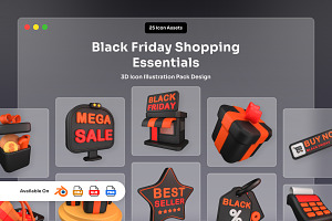 Black Friday Shopping Essentials 3D, an Object Illustration by twinstd