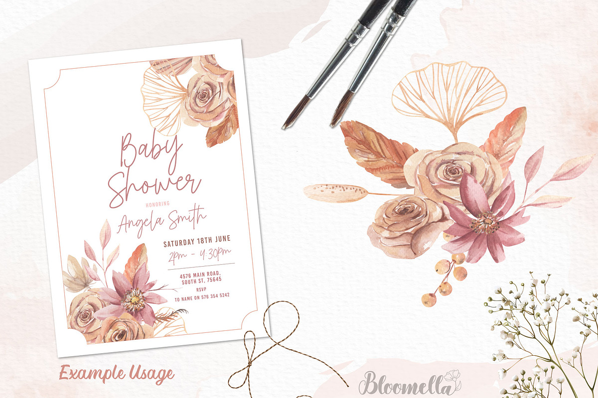 Boho Watercolour Clipart Elements, a Decorative Illustration by Bloomella (Photo 3 of 6)