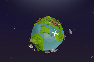 Cartoon Low Poly Earth Planet