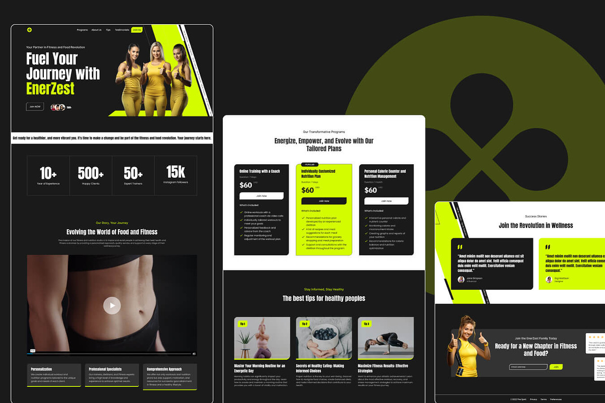 EnerZest - Fitness Website Template, a Landing Page Template by EGO Creative Innovations (Photo 2 of 5)