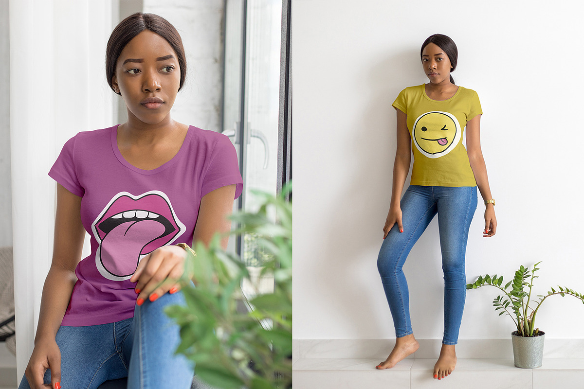 African Girl T-Shirt Mock-Up Set, a Shirt Mockup by Freeman Studio (Photo 8 of 14)