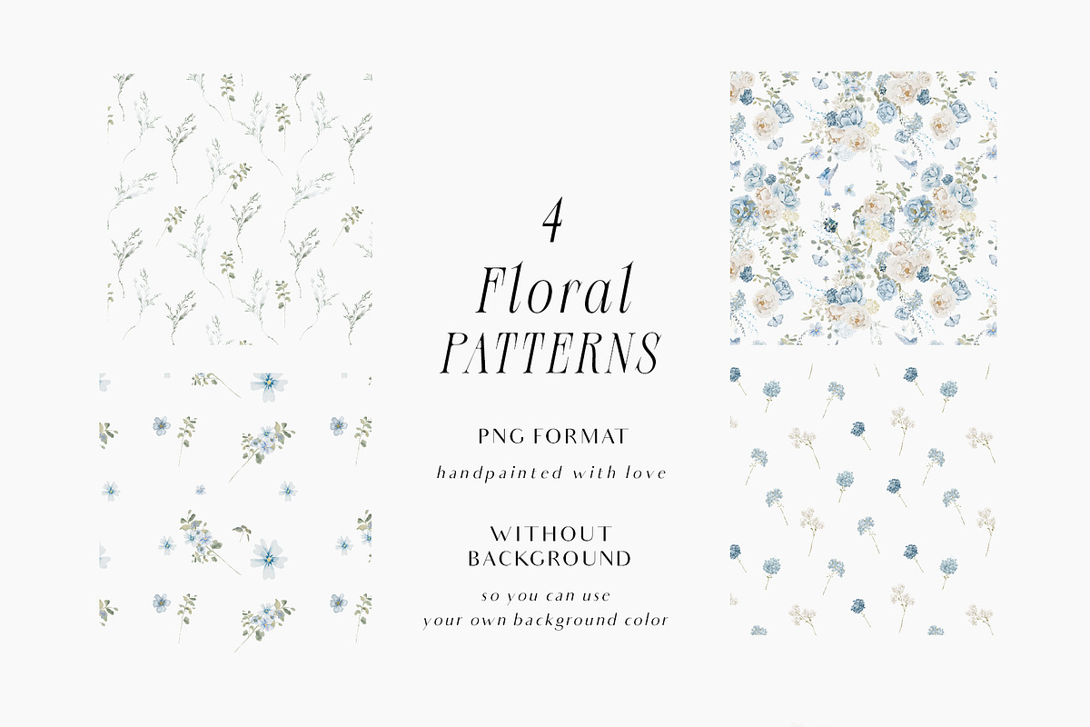 Watercolor Blue White flowers, a Decorative Illustration by Grace Noboa Illustrations (Photo 11 of 14)