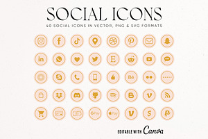 Peach Gold Social Media Icon Bundle