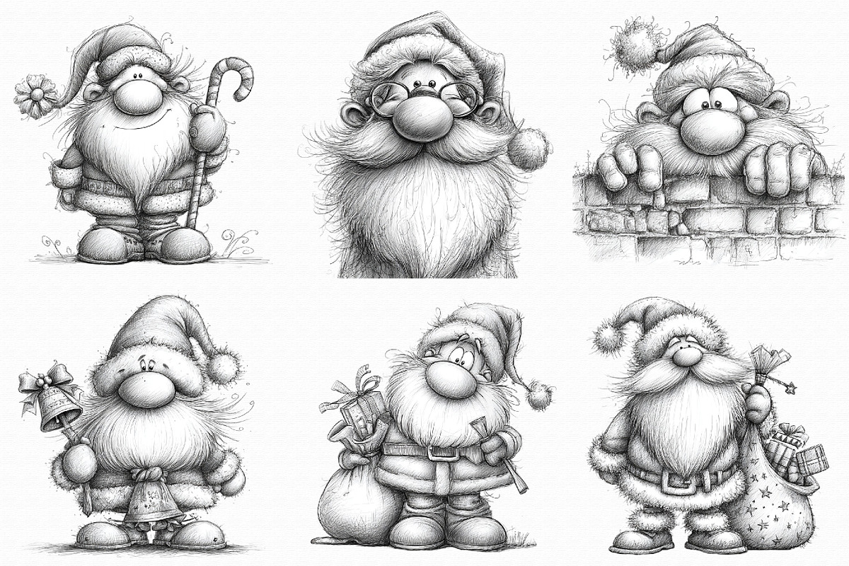 Santa Sketch,Christmas Clipart, an Illustration by Libby Wishes (Photo 8 of 9)