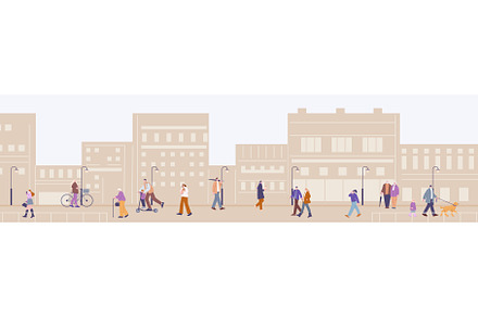 People walking on city street. Urban, a Graphic by Valerie Bodnar