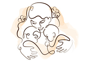 Happy Mother day card. Woman hold, a Seasonal Illustration by Valenty