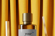 Golden Curtain Luxury Perfume Bottle, a Packaging Mockup by mockeyai (Thumbnail 3 of 3)