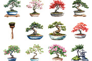 Bonsai Tree Clipart Bundle, a Seasonal Illustration by Designking (Thumbnail 2 of 5)