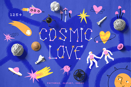 COSMIC LOVE: clipart, cards, pattern