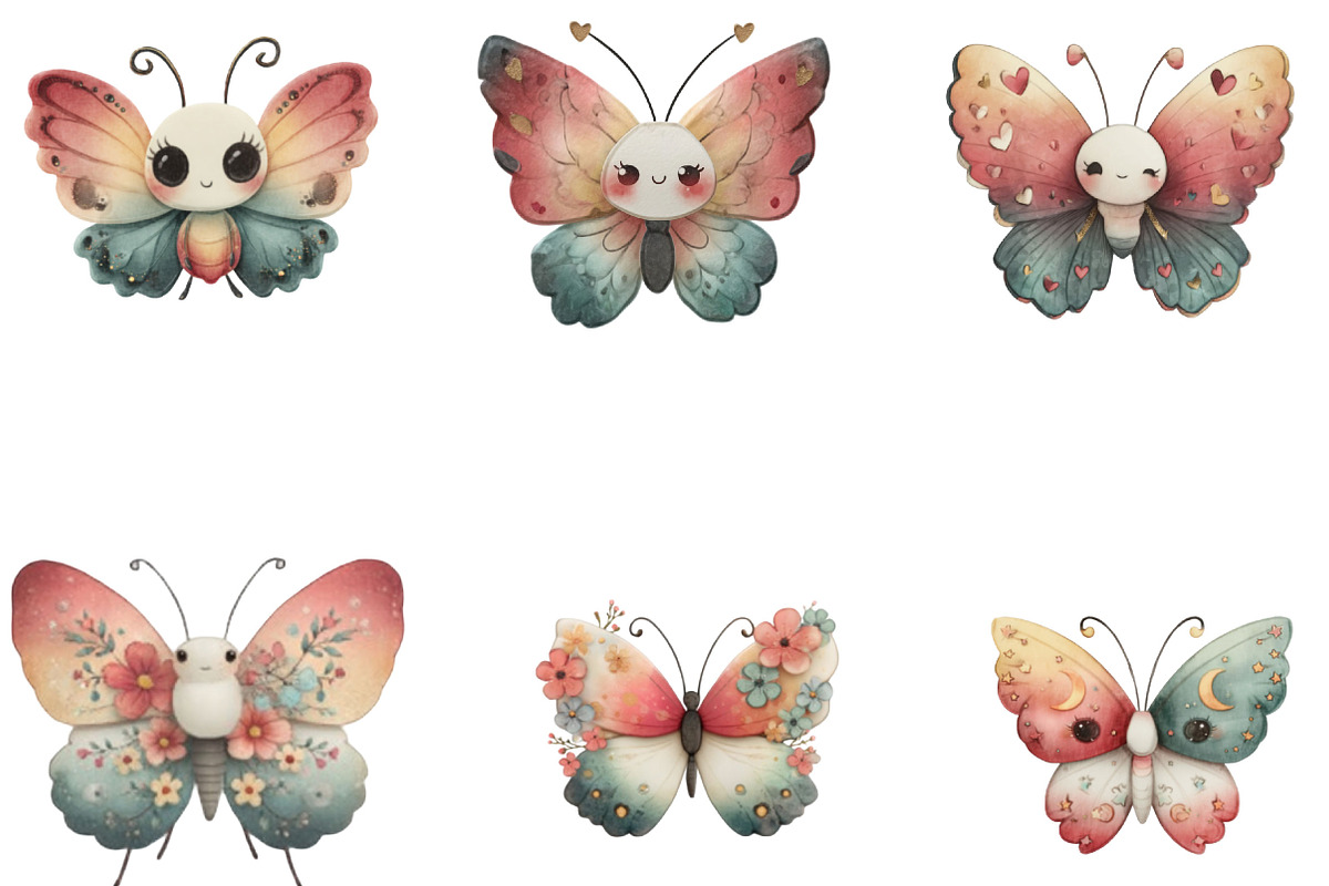 Whimsical Butterfly Clipart, an Illustration by Designking (Photo 5 of 5)