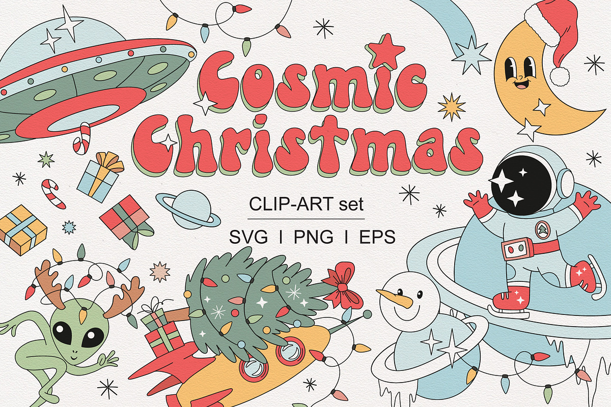 Outer Space Christmas clipart set, an Object Graphic by @olga.angelloz (Photo 1 of 2)