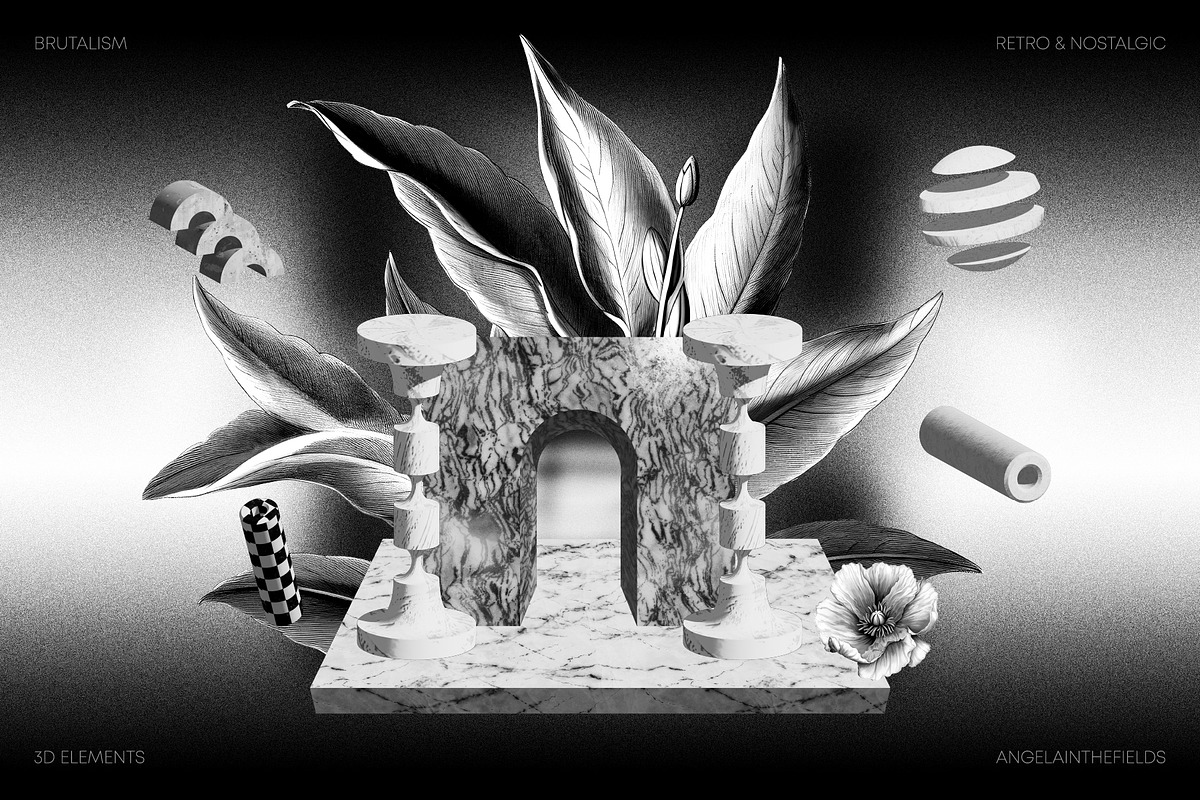 DARK BRUTALISM 3D Elements, an Object Graphic by angelainthefields (Photo 9 of 11)