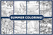 100 Summer Coloring Pages For Adults, a Seasonal Illustration by BrightMart (Thumbnail 2 of 4)