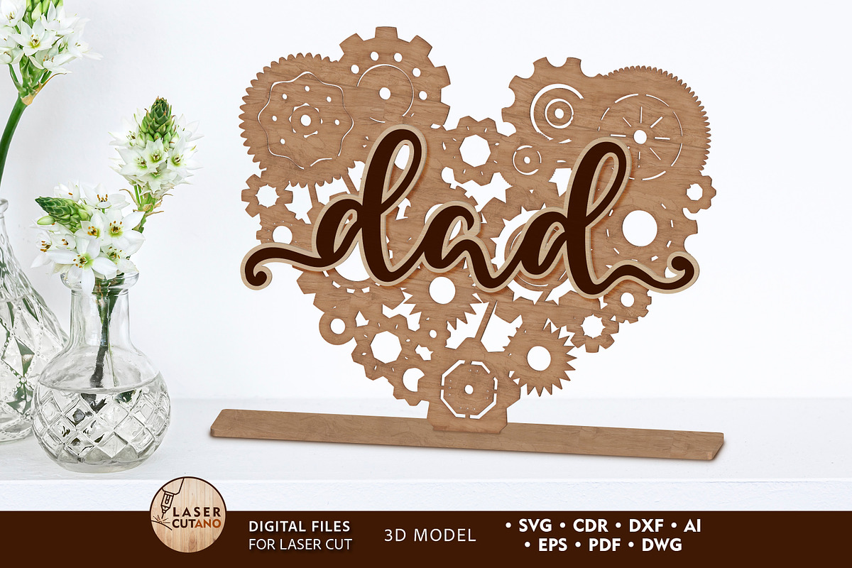 Dad Decorative Multilayer Template, a Templates & Theme by LaserCutano (Photo 1 of 8)