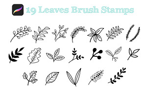 Flower & Leaves Doodle Brushes Stamp