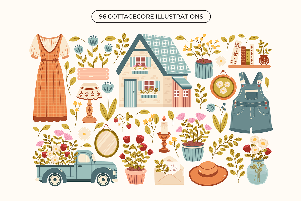 Cottagecore Garden Vector Clipart, a Decorative Illustration by semenova.sense (Photo 3 of 14)