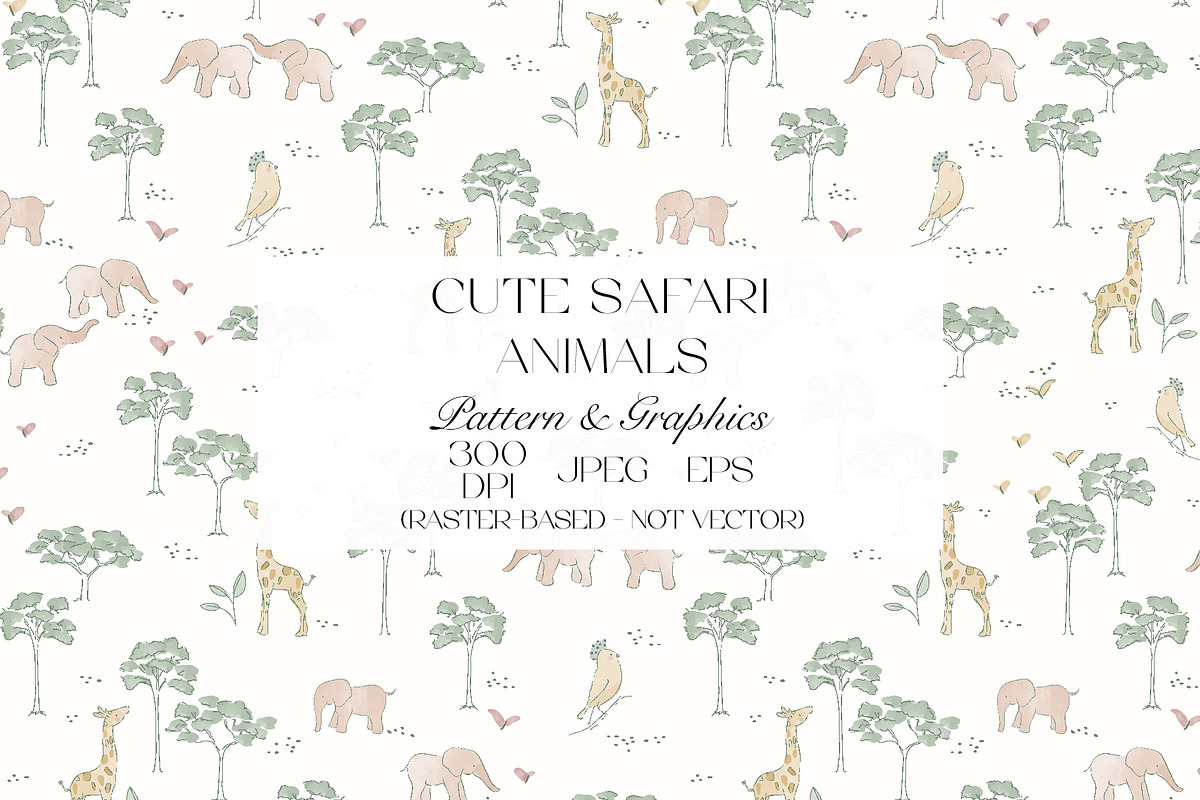 Cute Safari Animals Seamless Pattern, a Pattern Graphic by StudioGlouna (Photo 1 of 6)