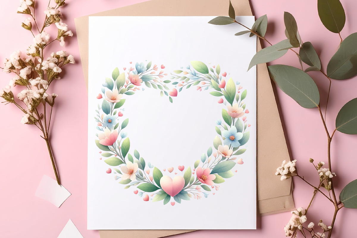 Valentines Watercolor Heart Border, an Illustration by SinaCreation (Photo 10 of 11)