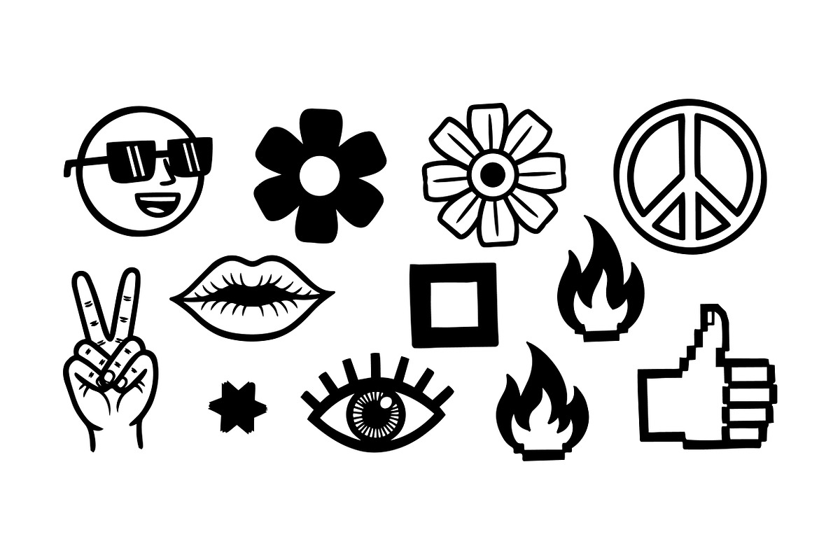 Retro Black Icon Clipart Set, an Illustration by designvectx (Photo 3 of 3)