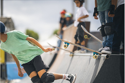 Skateboarder in mid-air trick., a Sports & Recreation Photo by Barcelona_dreams