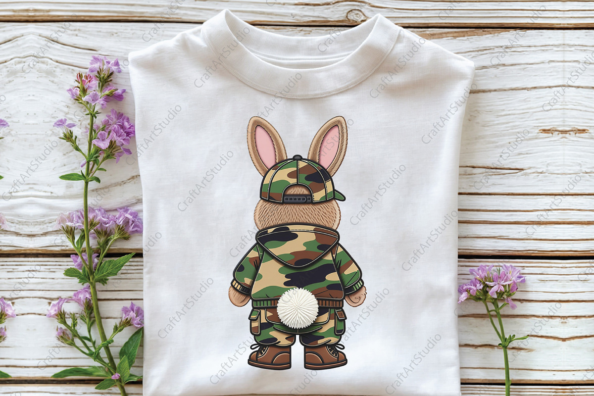 Faux Embroidered Camo Bunny PNG, an Illustration by CraftArtStudio (Photo 3 of 4)