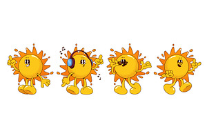 Funky retro sun mascot character, an Illustration by art PVP - market