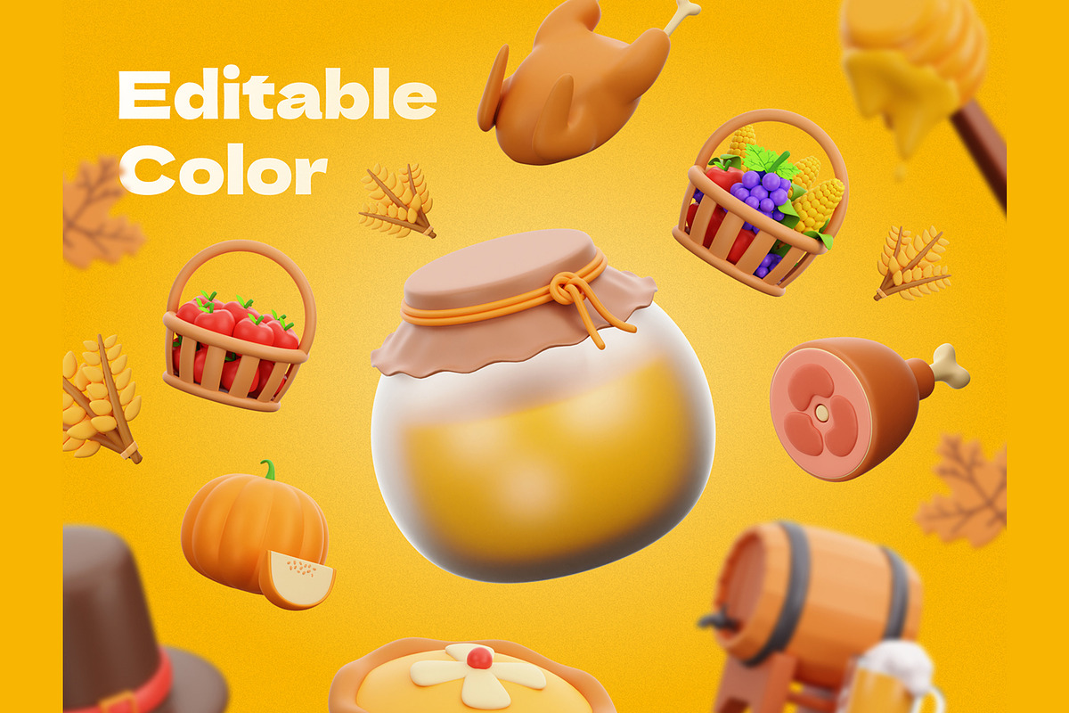 Thanksgiving 3D Icons, an Object 3D Model by Rakata Studio (Photo 5 of 6)