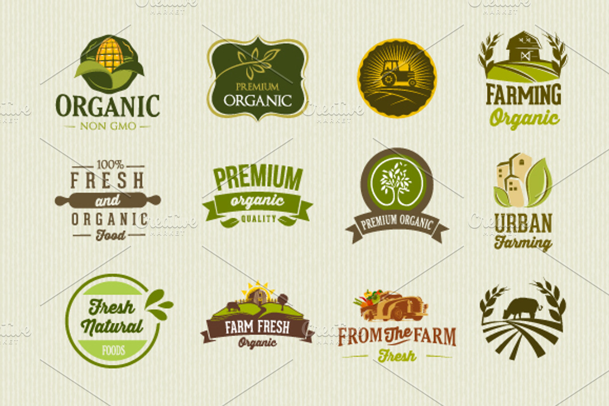 36 Organic Food Labels and Badges, a Food Illustration by comica81 (Photo 3 of 4)