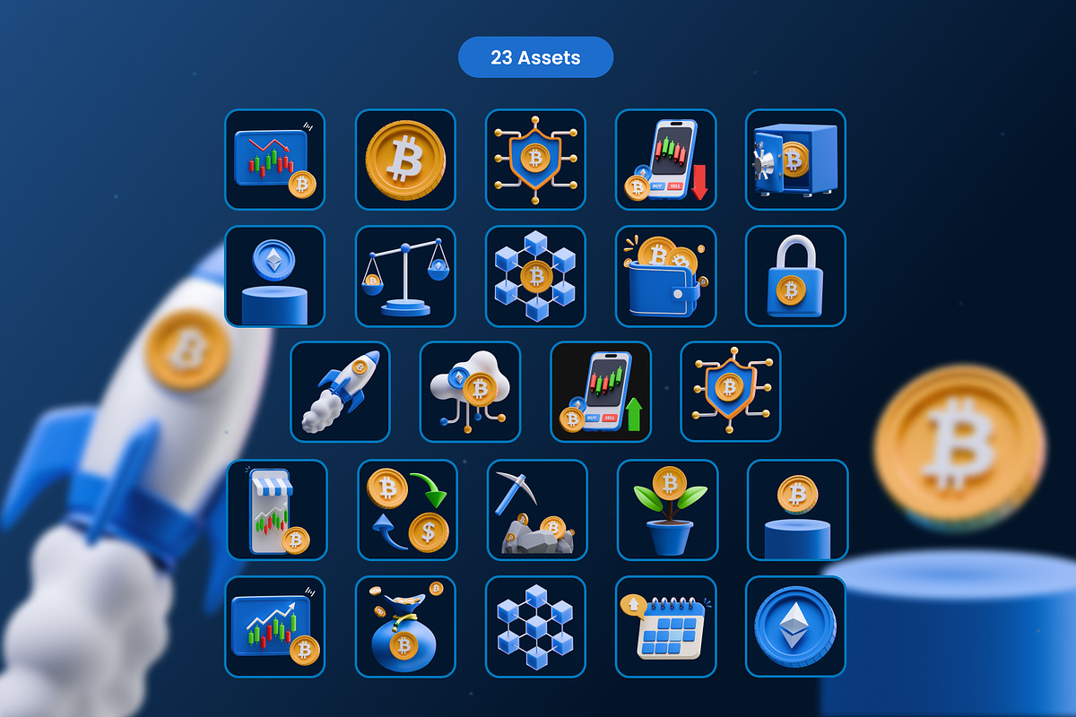 Cryptocurrency 3D Icons, an Object 3D Model by Azam Creative (Photo 5 of 5)