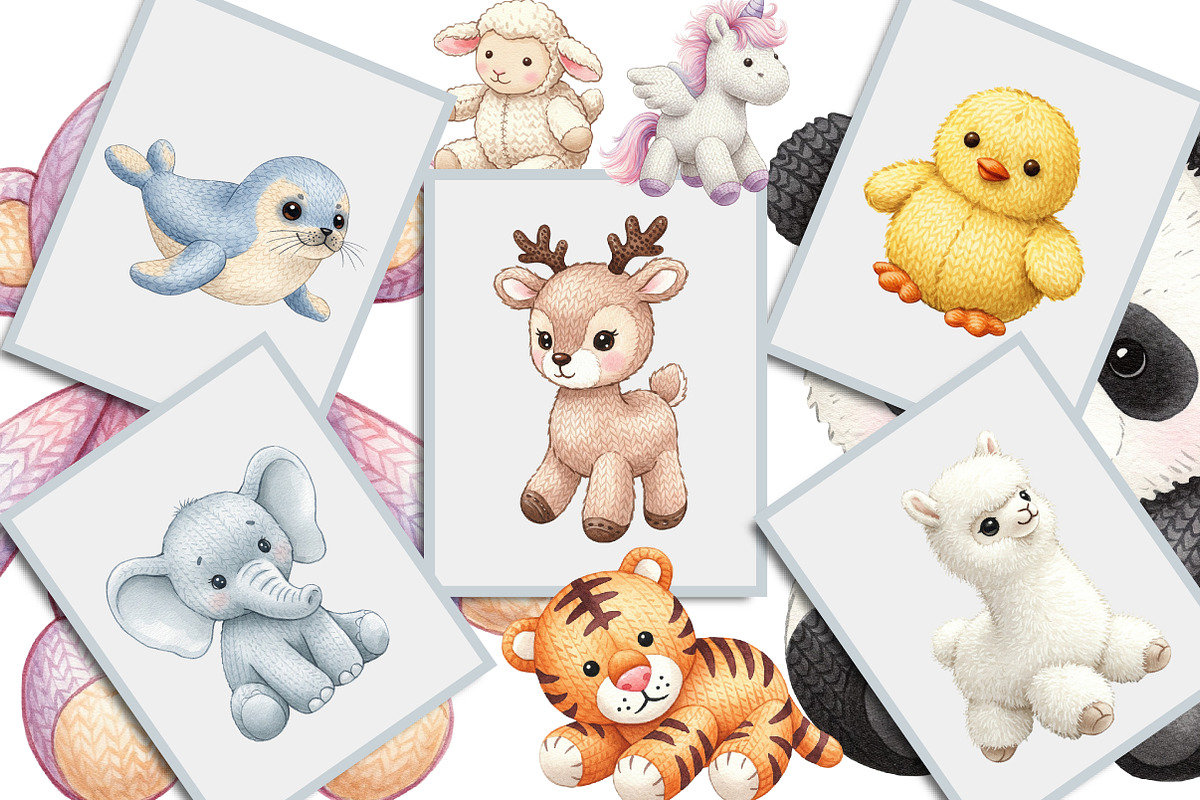 Vintage Knitted Plush Baby Animals, an Illustration by Creative Art (Photo 6 of 7)