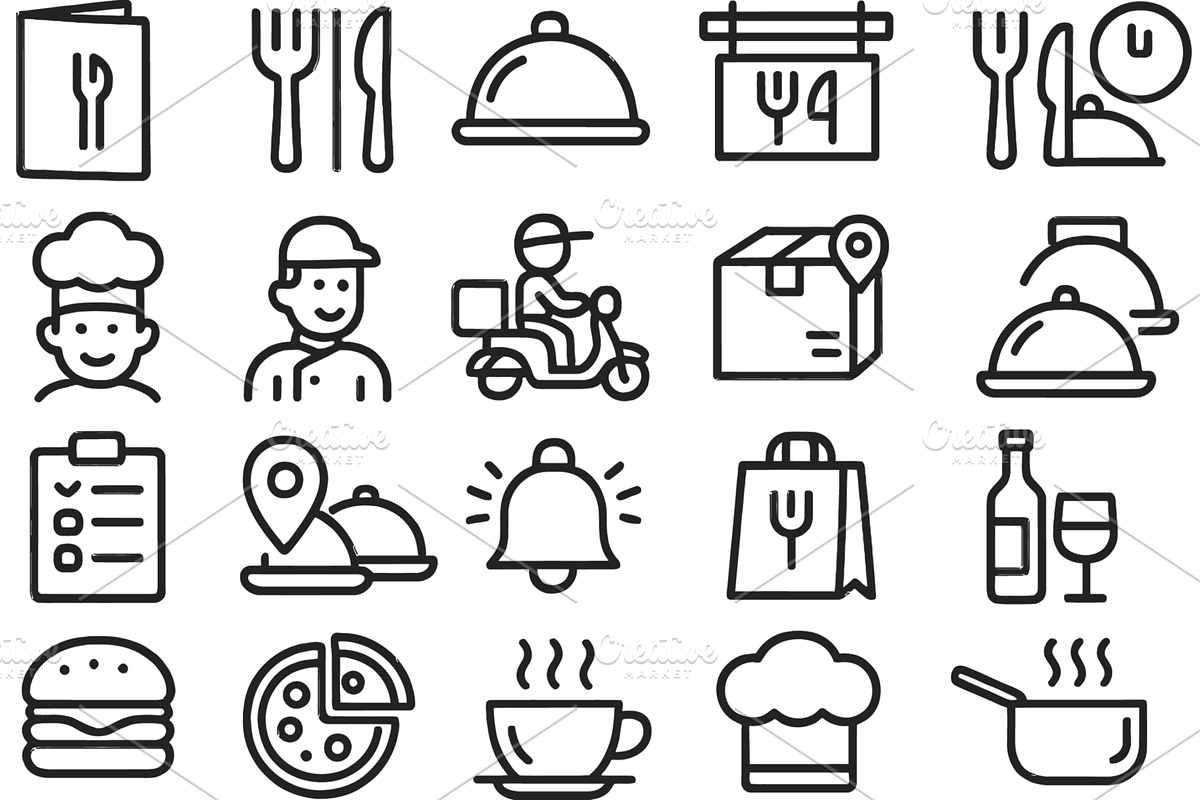 Vector illustration of line icons, a Food Illustration by ZinetroN