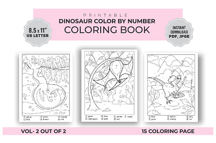 Dinosaur Color by number book