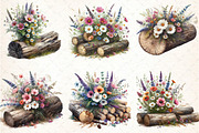 Wildflowers on Logs, an Illustration by DreamCafeArt (Thumbnail 2 of 7)