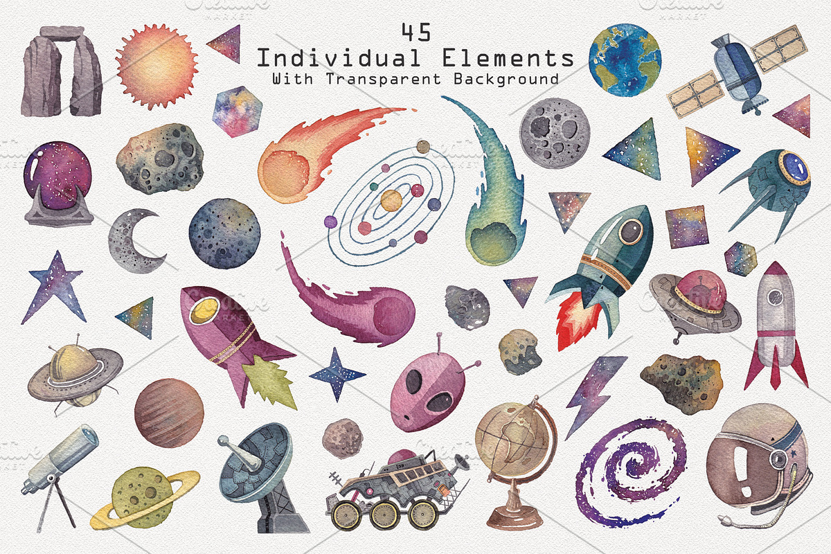 Astronomical (Watercolor Clip art), an Illustration by Soir Creative (Photo 4 of 5)