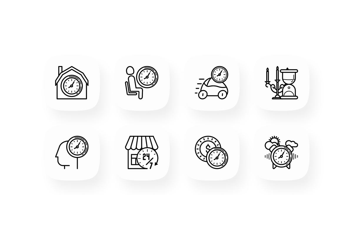 Time 16 Thin Line Icons Set, an Outline Icon by Alex Blogoodf (Photo 2 of 5)