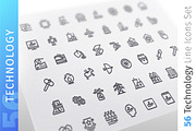 Technology Line Icons Set, an Outline Icon by Voysla's Shop (Thumbnail 1 of 4)