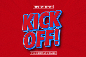 Bold 3d kick off editable text style