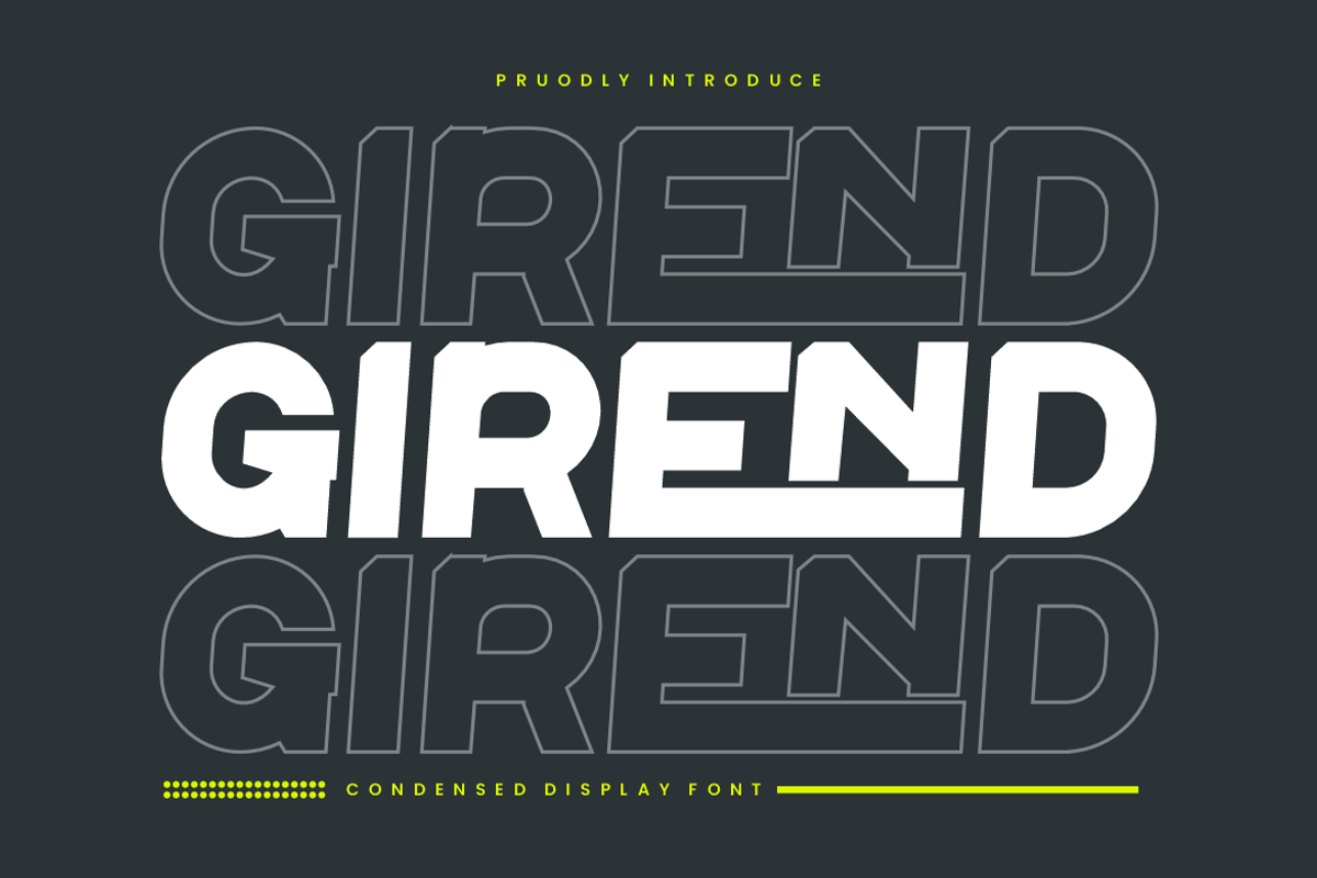 Girend - Condensed Font, a Sans Serif Font by Iqsiart Studio (Photo 1 of 7)