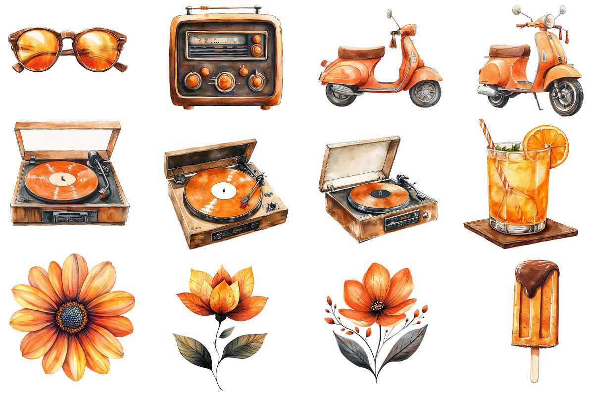 1960s Summer Vibes clipart, a Seasonal Illustration by Designworld (Photo 3 of 5)