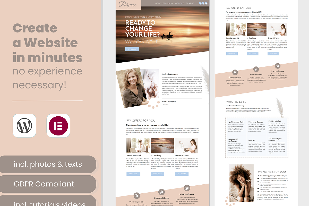 Boho wordpress elementor template, a WordPress Template by myvisuell.de Webdesign (Photo 1 of 8)