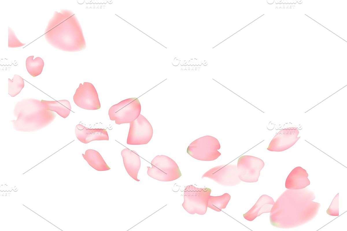 Pink sakura or rose falling petals, a Decorative Illustration by irska