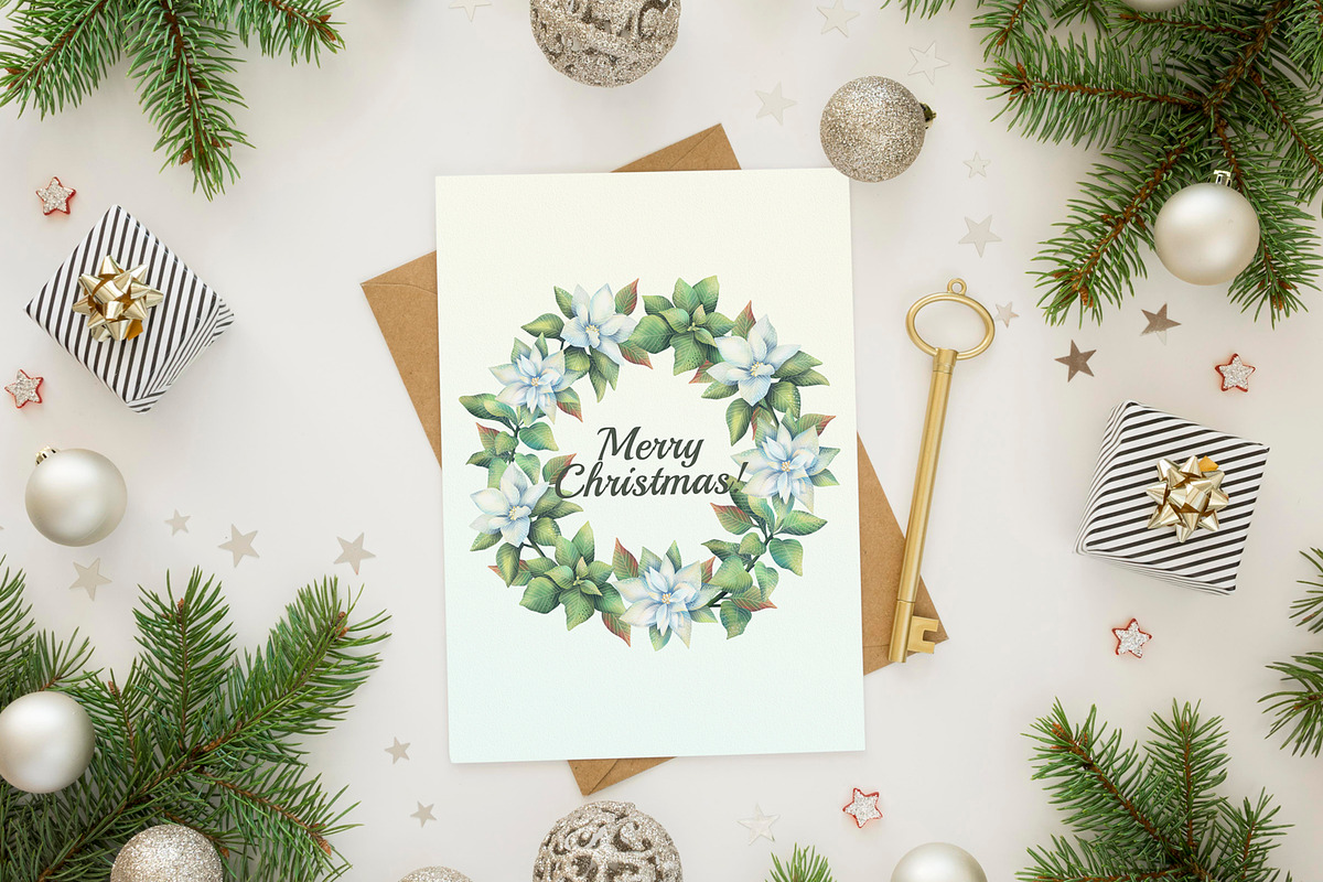 Christmas plants. Cliparts+ wreaths., an Illustration by OlyaGutArt (Photo 6 of 7)