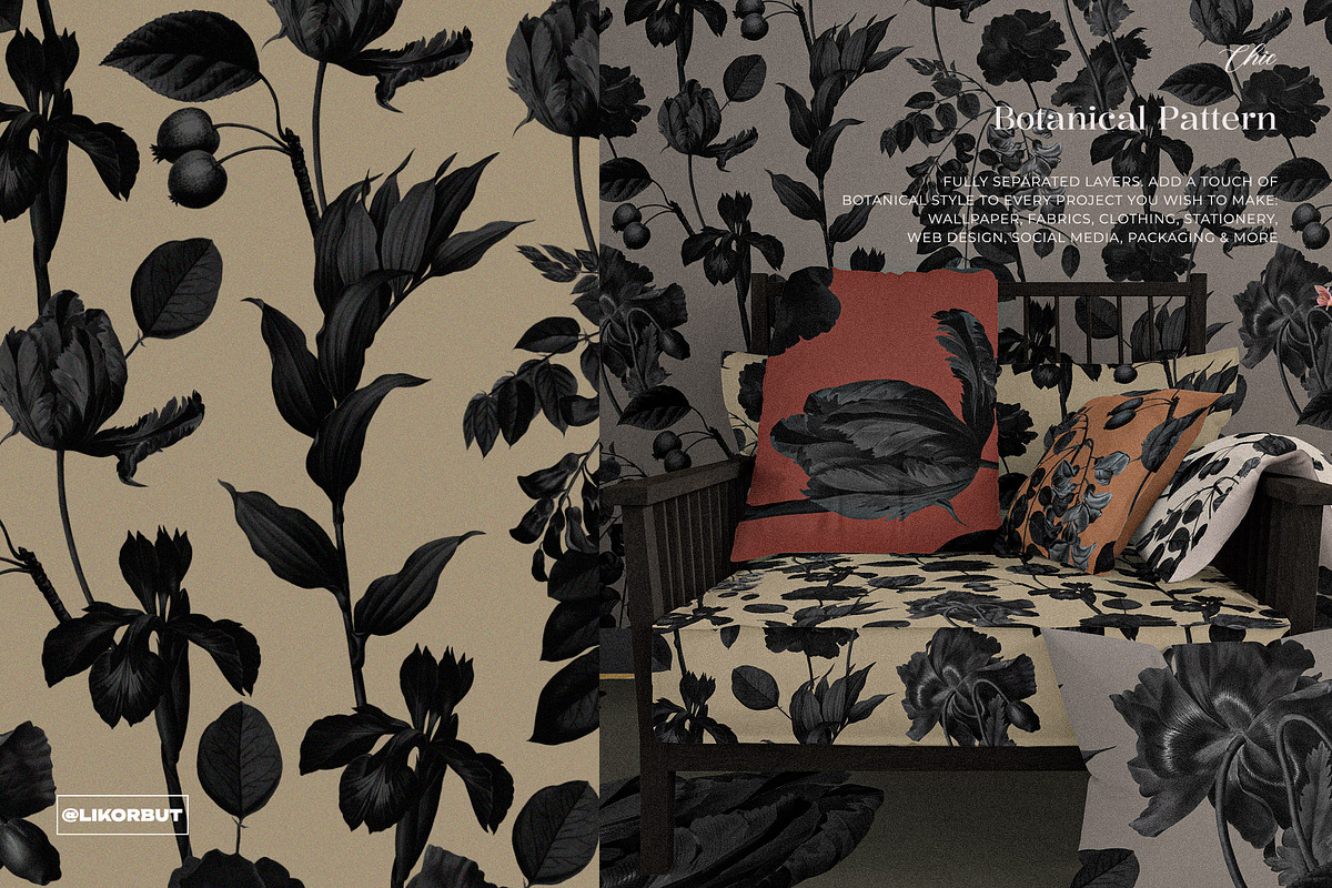Dark Bloom Elegant Floral Pattern, a Pattern Graphic by likorbut (Photo 7 of 12)