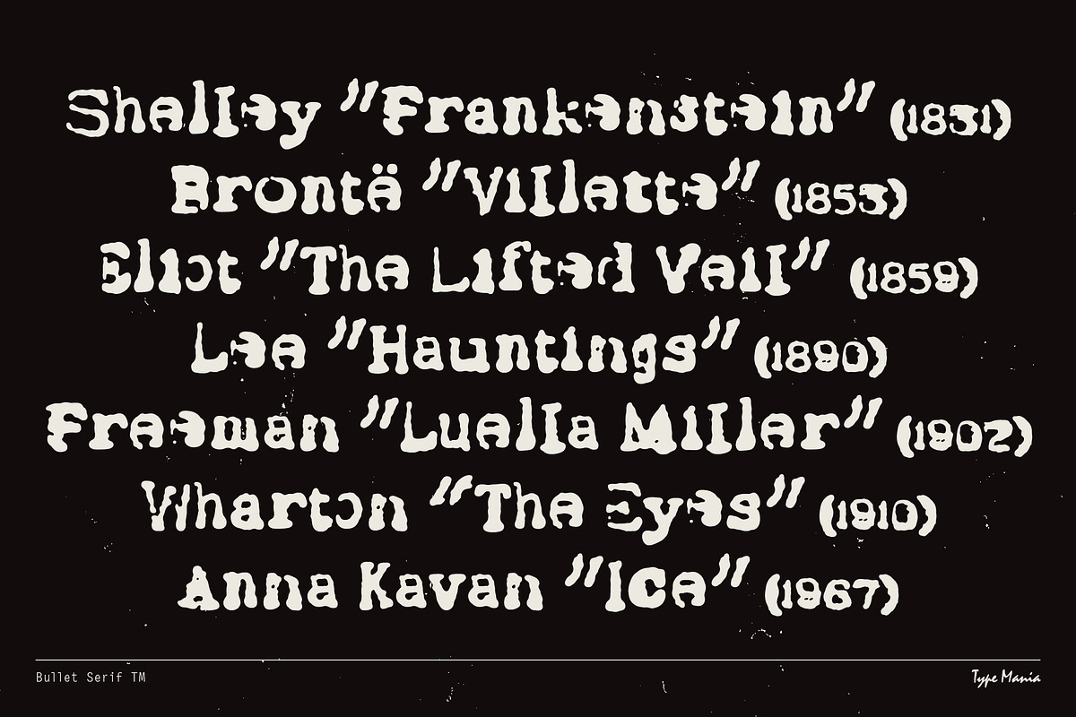 Bullet Serif TM – Grunged Typewriter, a Sans Serif Font by Type Mania (Photo 9 of 10)
